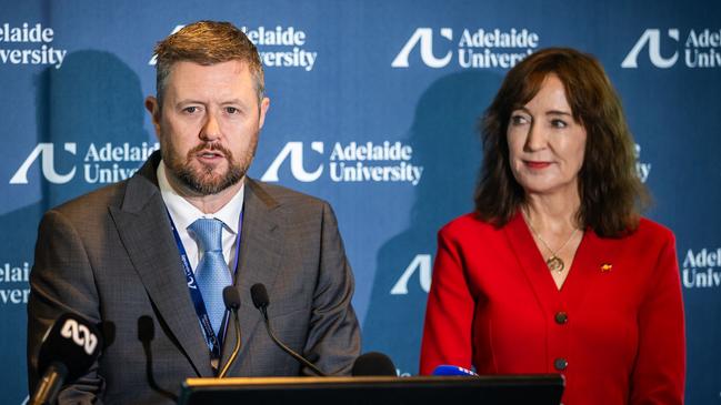 The new Adelaide University co-chancellor Professor David Lloyd and Deputy Premier Susan Close. Picture: Tom Huntley