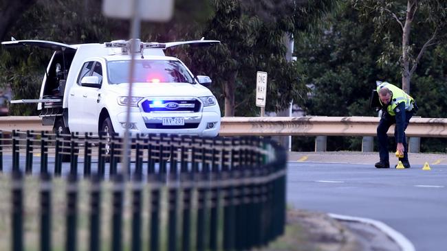 A crash investigator at work. Picture: Jay Town