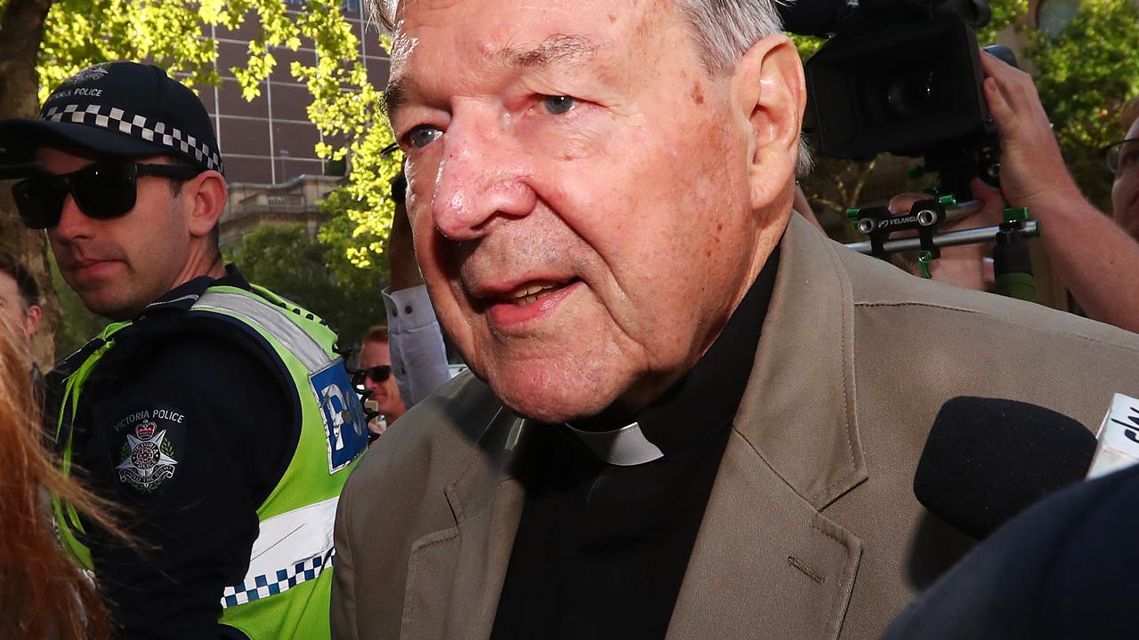 George Pell outside court. Picture: Getty 