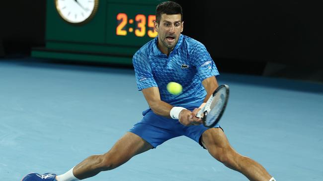 Novak Djokovic in action during the Australian Open final. Picture: Michael Klein