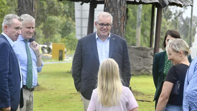 Prime Minister Scott Morrison arrives at New Italy for the official opening of the Pacific Highway redevelopment. Photos: Adam Hourigan