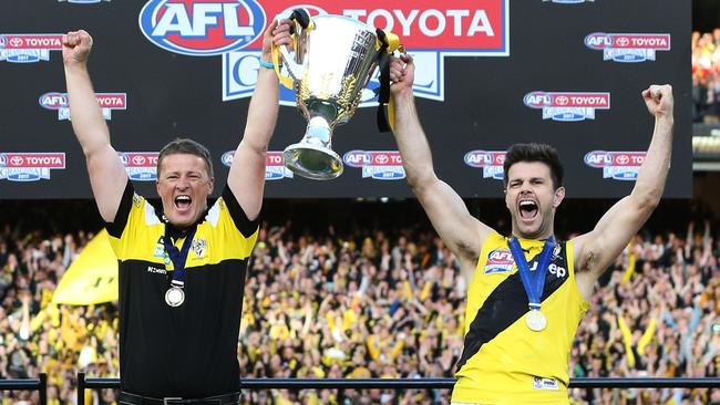 It’s no surprise fans rate Tigers leaders Damien Hardwick and Trent Cotchin highly. Picture: AFL Media/Getty Images