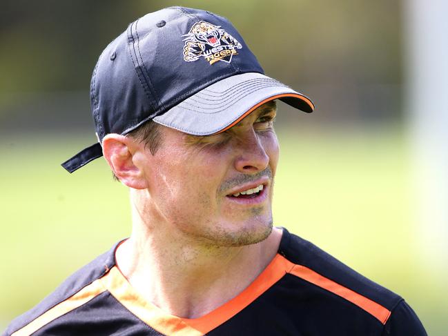 New recruit Matt Ballin in camp with the West Tigers at Nelson Bay. Picture by Peter Lorimer.