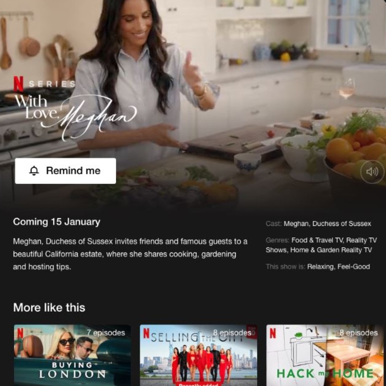 Netflix has classified Meghan's new show as 'reality TV'. Picture: Netflix