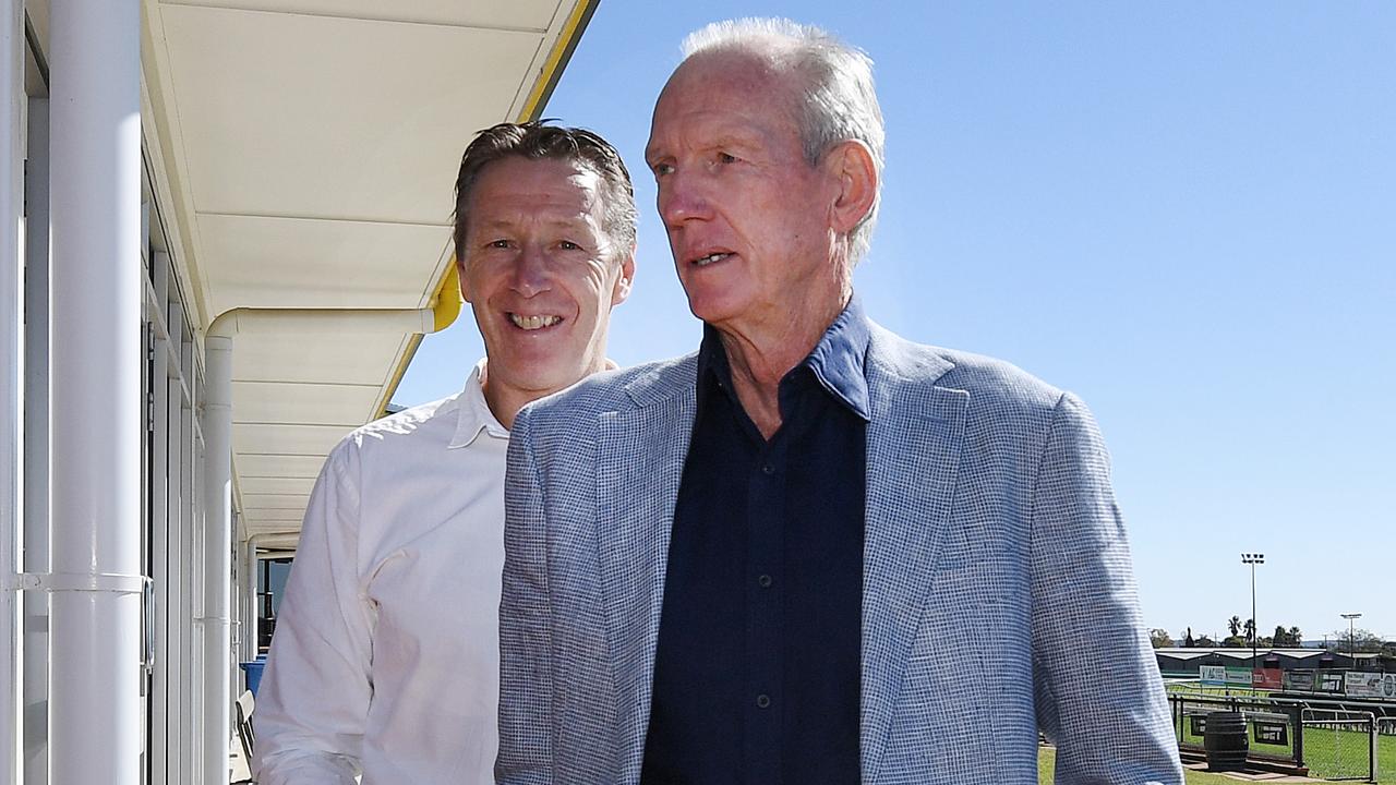 While Wayne Bennett had suggested Craig Bellamy (left) as his replacement at the Broncos, he wasn’t happy being left out of conversations between White and the Melbourne coach. Picture: AAP Image/Dan Peled