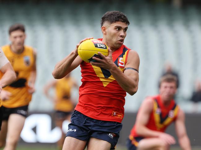 Tyson Stengle from South Australia during the state match between SANFL and WAFL at Adelaide Oval in Adelaide, Saturday, May 15, 2021. (SANFL Image/David Mariuz)