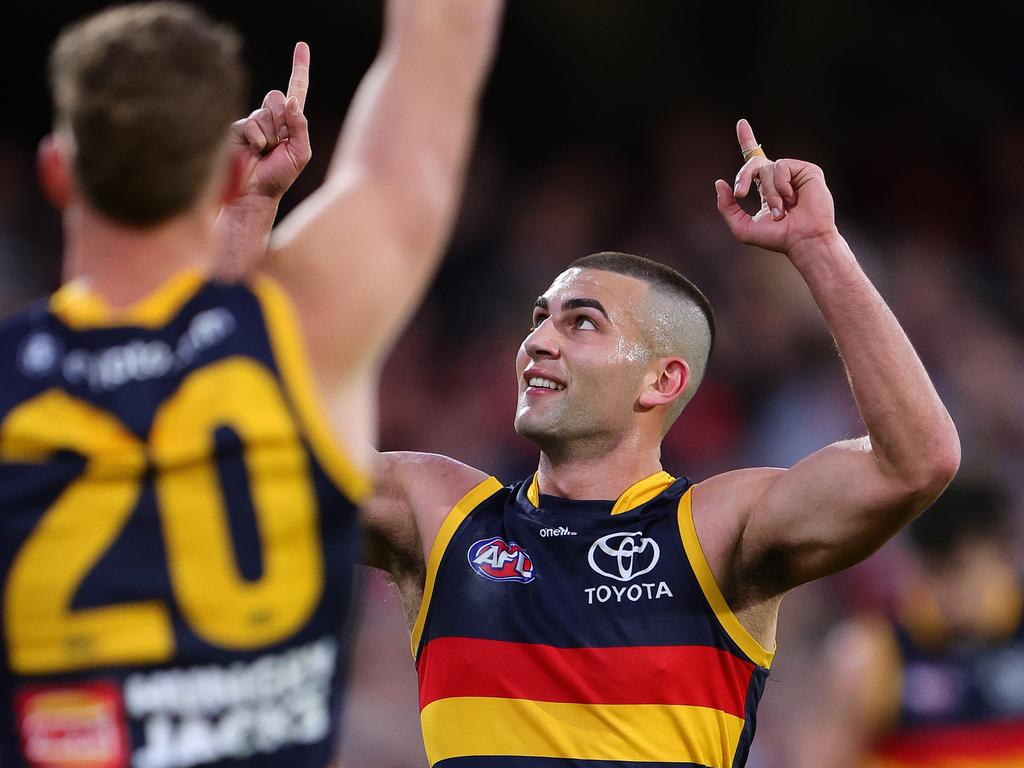 Josh Rachele could miss Adelaide’s pre-season clash against Brisbane Lions. Picture: Sarah Reed/AFL Photos via Getty Images