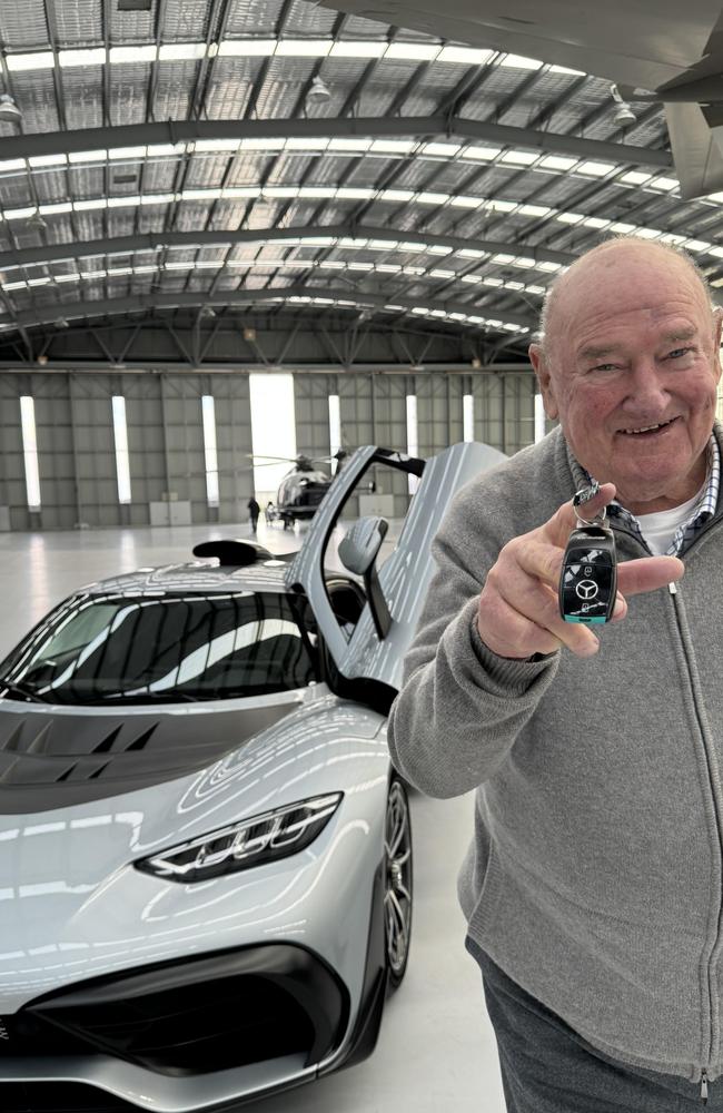 Lindsay Fox when he got a new Mercedes AMG ONE when it arrived in Australia after several years of waiting. Picture: Supplied