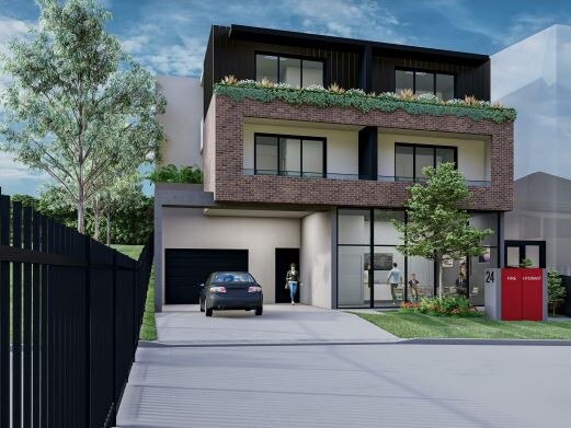 An artist’s impression of the three-storey, 28-room boarding house right next to Wyong High School. Picture: supplied