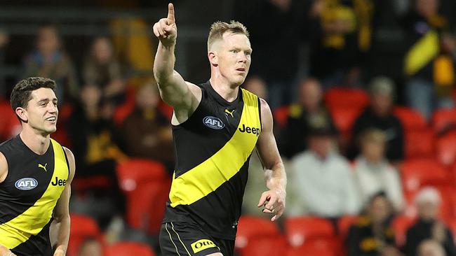 A focused Jack Riewoldt put on a clinic for the Tigers. Picture: Getty Images