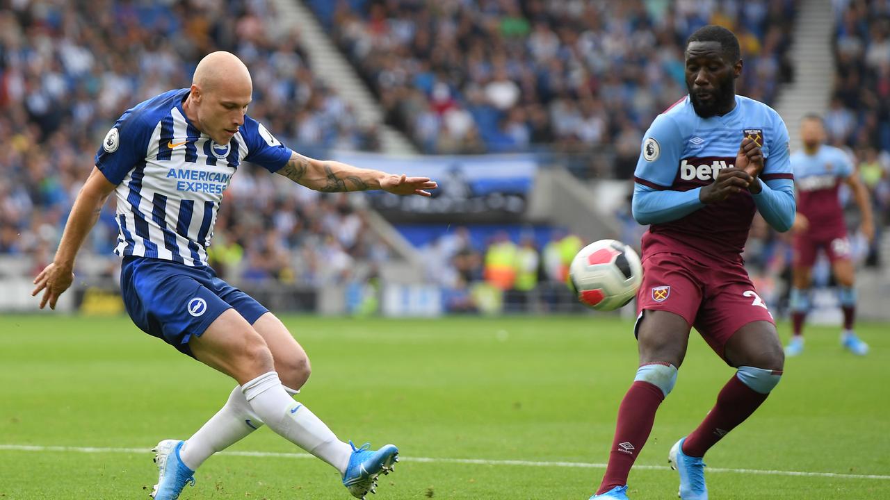 Aaron Mooy made his debut for Brighton and Hove Albion. (Photo by Mike Hewitt/Getty Images)