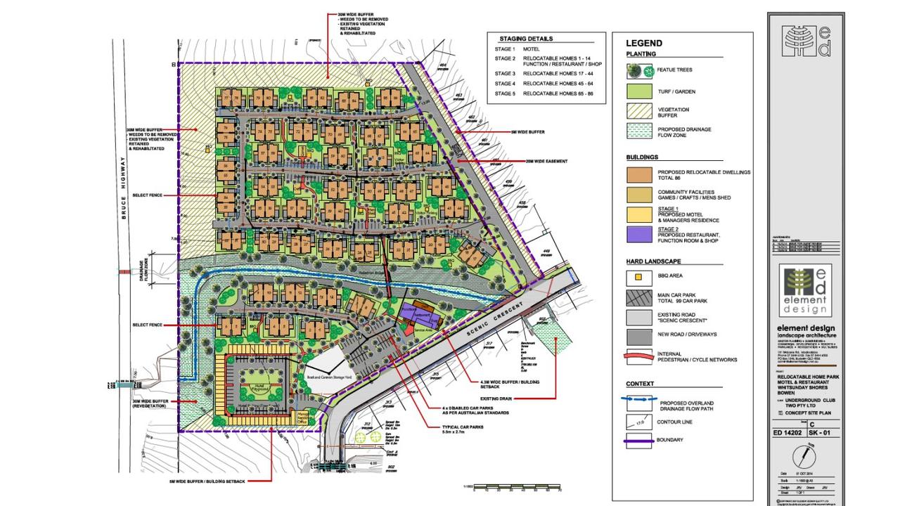 A map of the proposed holiday and caravan park in Bowen.