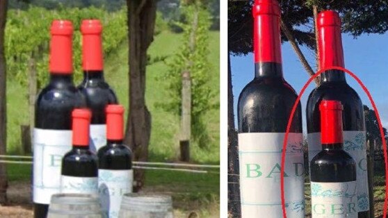 The smallest of the giant blow-up display bottles at Badgers Creek Winery has been stolen.