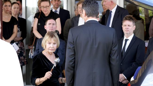 Andrea Ahern at the hearse after the State Funeral Service for Mike Ahern AO, at Our Lady of the Rosary Catholic Church, Caloundra, on Friday 25th August 2023 - Photo Steve Pohlner