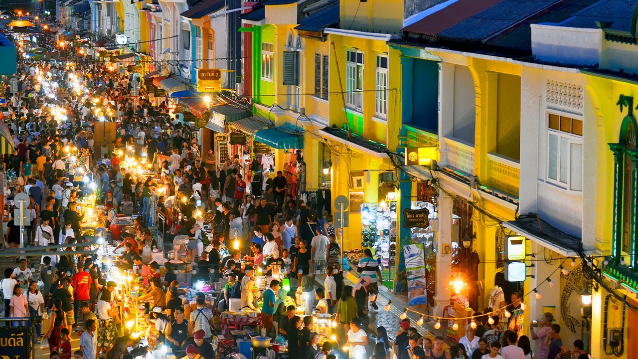 <h2>Best market</h2><p>Phuketians set up stalls in virtually every corner of Thalang, though one that stands out is Talad Ruam Jai, or &ldquo;market of the joined hearts&rdquo;. Tourists aren&rsquo;t jostling you, and affable vendors clad in orange sell scrumptious Thai food. Fuel up with golden tuna spring rolls, try papaya salad if you can take the heat, and devour coconut-based Thai desserts. Their sweet scents drift in the balmy evening breeze on Tuesdays, Thursdays and Sundays in front of the Lotus mall.</p>