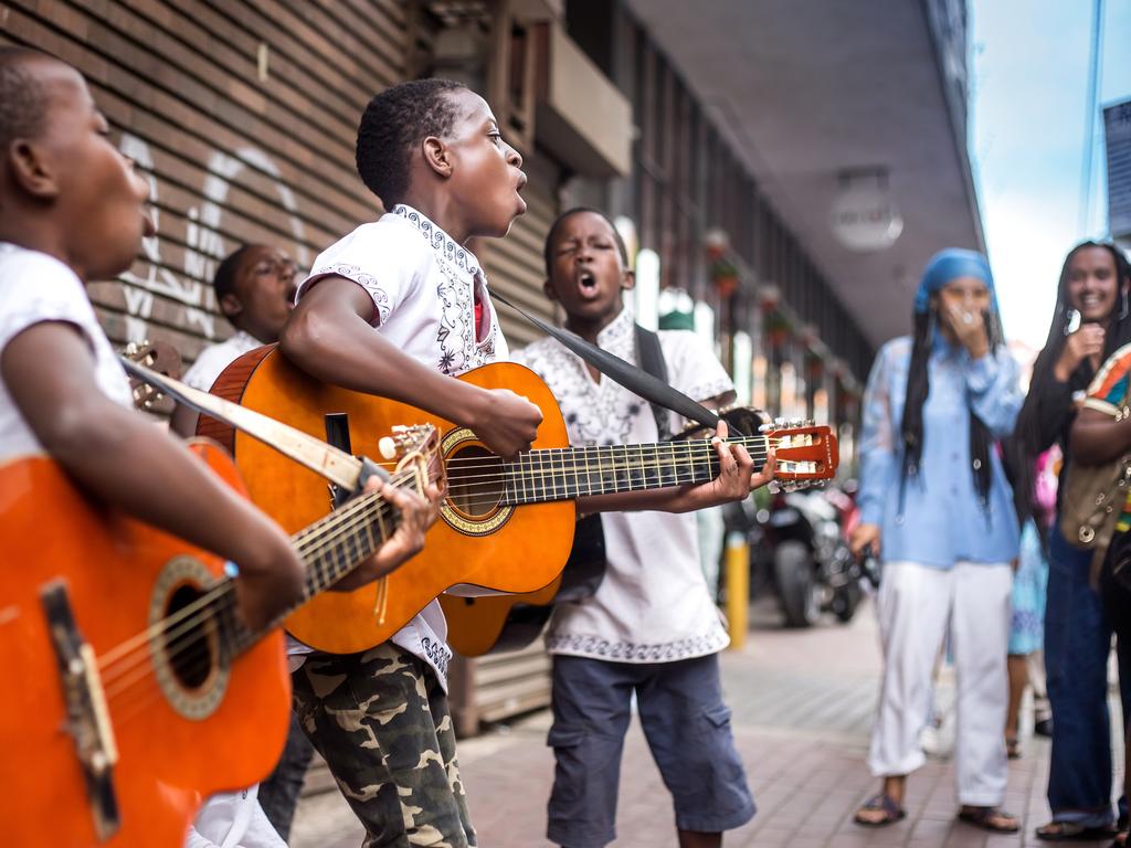 Young busters perform for the crowds.