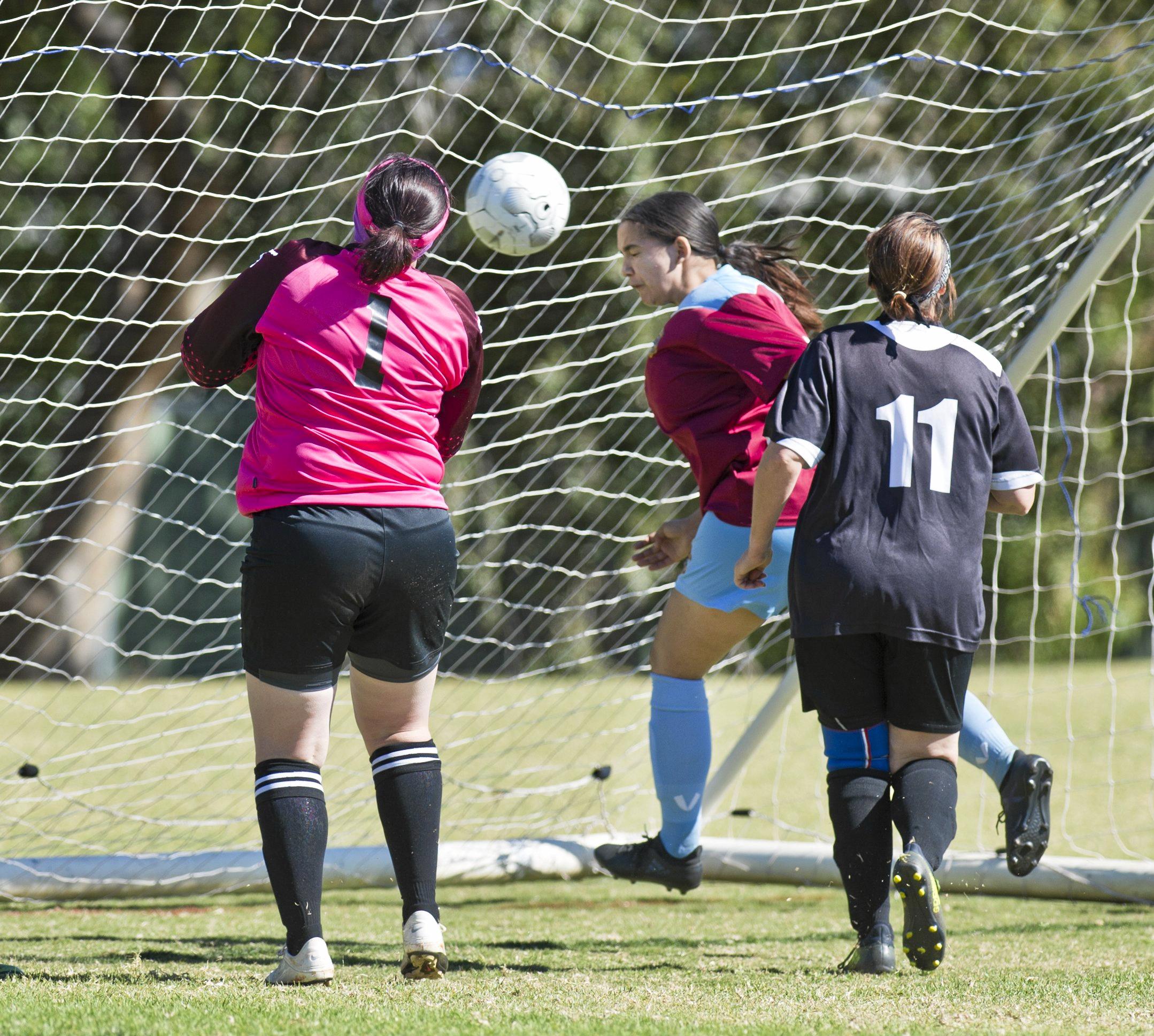 Savannah Orcher heads this ball into the back of the net for a st Albans goal. Womens West Wanderers vs St Albans. Sunday, 20th May, 2018. Picture: Nev Madsen