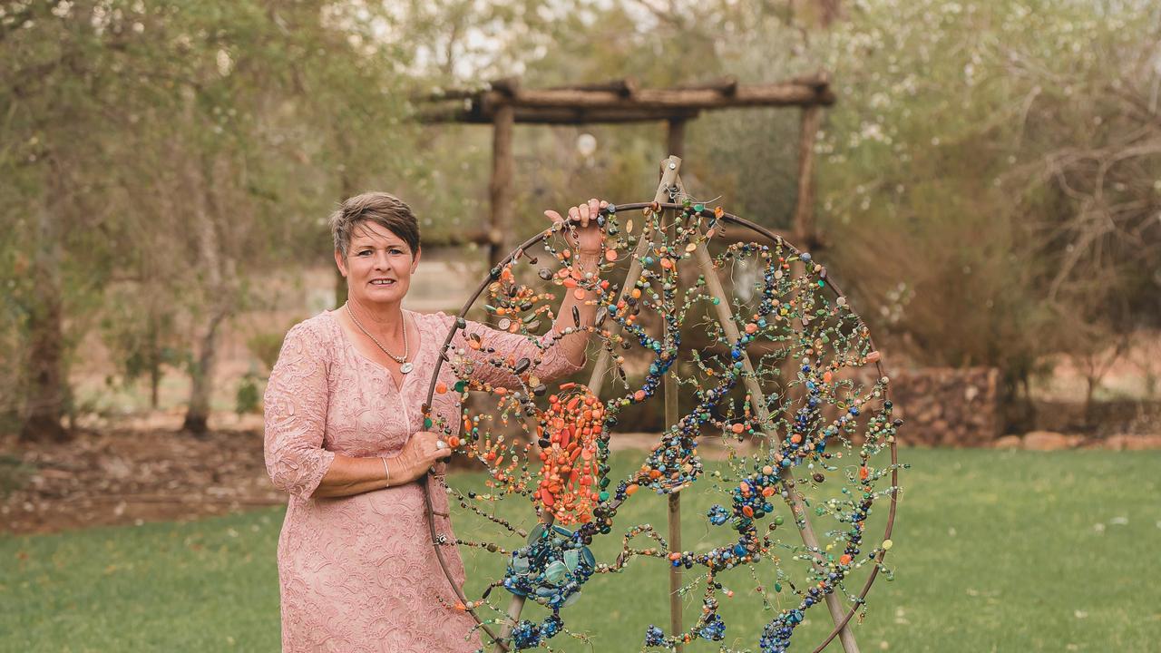 Passion finalist Kylee Tindale-Smith runs wire art workshops, in collaboration with Lifeline, on her property at Morven in Queensland. Picture: Olivia Johnson.