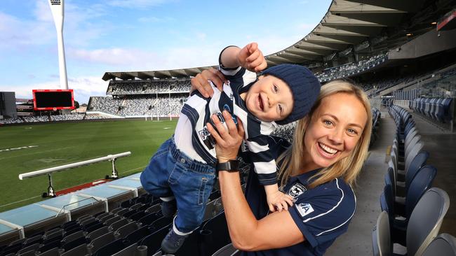 Renee Garing was determined from the get-go to have a real crack at returning to football after her pregnancy with the long-awaited Parker. Picture: David Caird