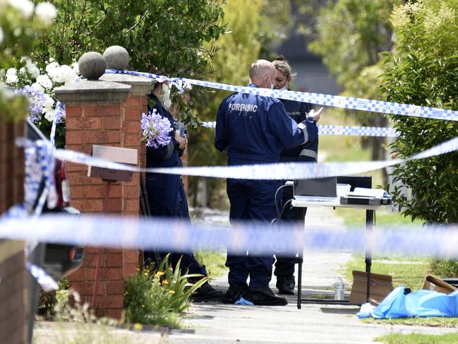 Police tape surrounds the spot where the man was shot. Picture: Andrew Henshaw