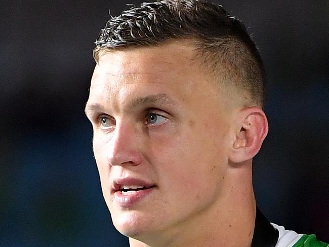 Jack Wighton of the Raiders speaks after being presented the Clive Churchill medal during the 2019 NRL Grand Final between the Canberra Raiders and the Sydney Roosters at ANZ Stadium in Sydney, Sunday, October 6, 2019. (AAP Image/Dan Himbrechts) NO ARCHIVING, EDITORIAL USE ONLY