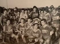 The victorious Lismore Marist Brothers' rugby league team of 1987, which claimed the Group 1 minor and major premiership as well as the Clayton Cup. Photo: supplied.