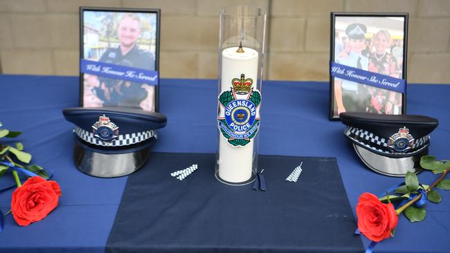 Memorial police service for Constable Matthew Arnold and Constable Rachel McCrow at Townsville Police Station. Picture: Evan Morgan