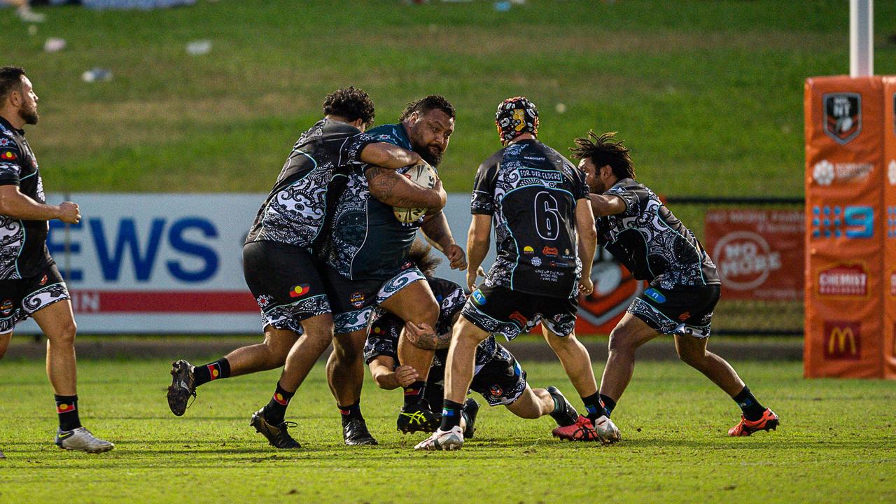 Joel Turaga with a big carry for the Territory All Stars in the 2023 Deadly Cup Carnival. Picture: Pema Tamang Pakhrin