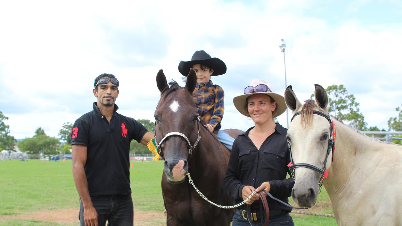 Horse owner Deejay Borg with father and son Daniel and Jayden Malone at the Murgon Show. Photo: Laura Blackmore