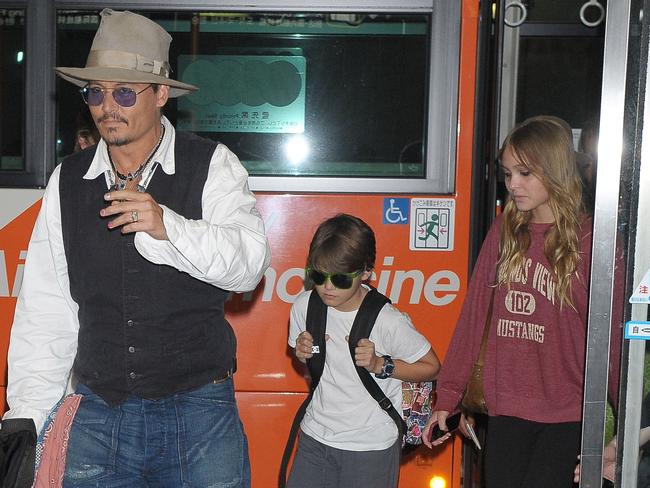 Dad Johnny Depp with son Jack and daughter Lily-Rose in 2013. Picture: Jun Sato/WireImage