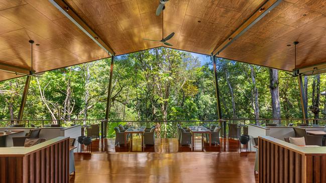 Treehouse Restaurant looks out on the forest.