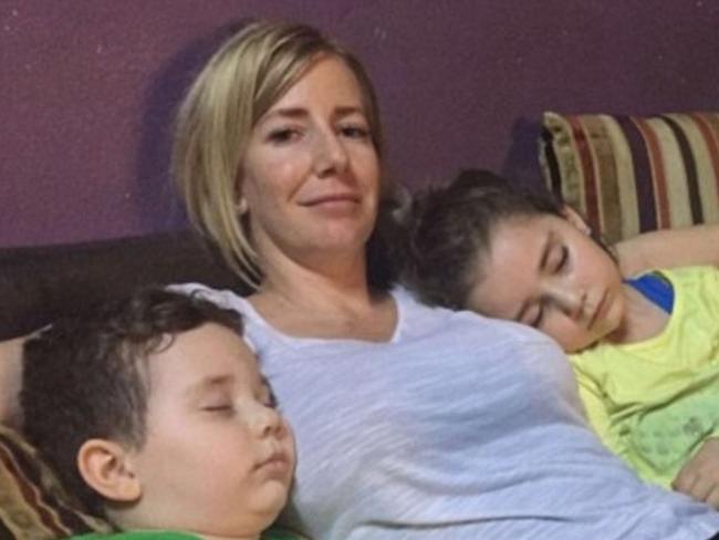 Sally Faulkner with her two children, Noah, four, and Lahela, five.