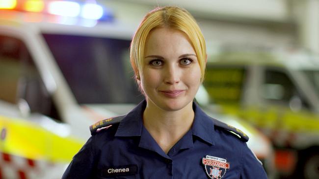 NSW Ambulance intensive care paramedic Chenea Roles, 30, doesn’t like attending call-outs where kids are off their heads. Picture: Supplied