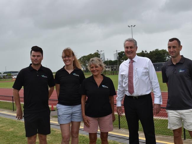 Tom O'Shaughnessy, Alison Fairweather, Yvonne Mullins, Greg Williamson and Dayne O'Hara at Mackay Aquatic and Recreational Complex. Picture: Madeleine Graham