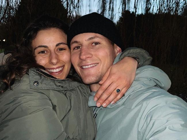 Adelaide Crows player Jordan Dawson announces engagement to partner Milly Dutton. Picture: Instagram