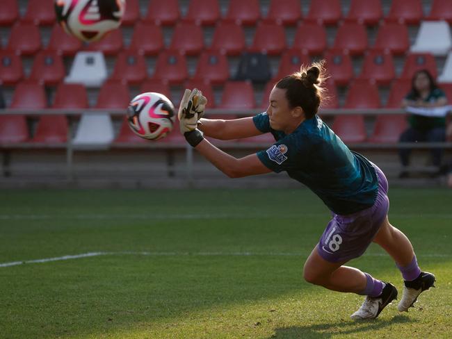 Star Matildas goalkeeper Mackenzie Arnold will feature in the Vivid Ideas program with coach Tony Gustavsson. Picture: Ronald Cortes, Getty Images.