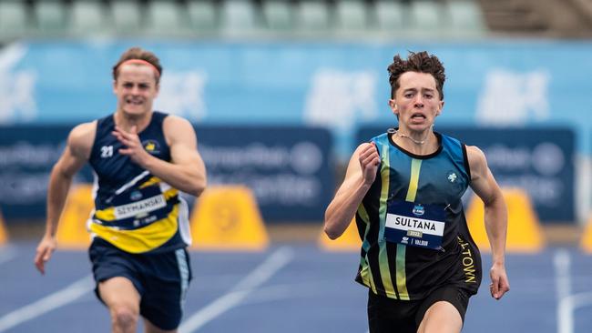 Sebastian Sultana from SIXC winning the boys 200m 17 years final.