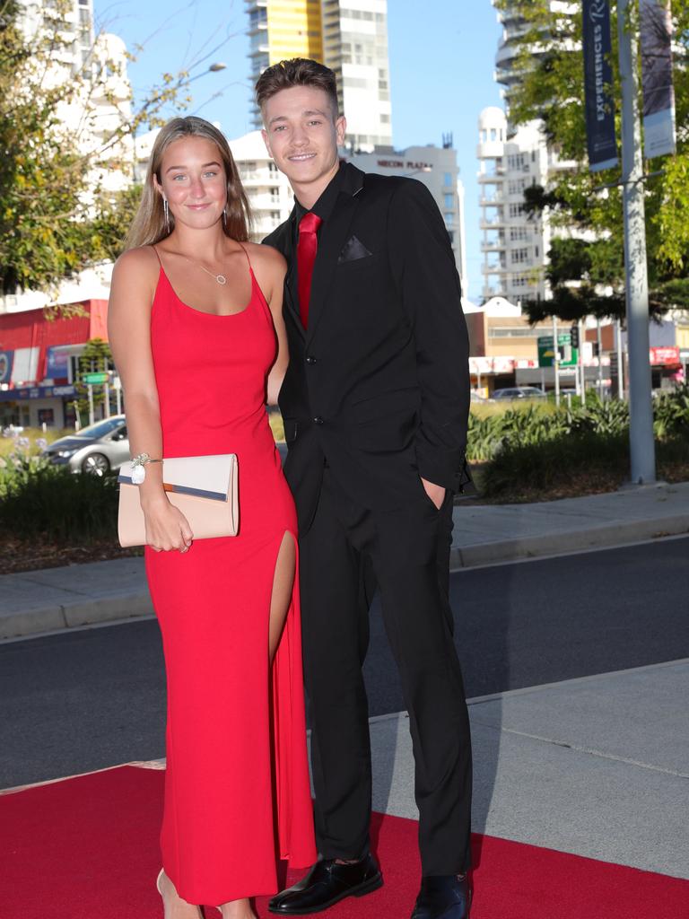 Palm Beach Currumbin State High formal at Gold Coast Convention Centre. Jayden Robb and Macie McCormack. Picture Glenn Hampson