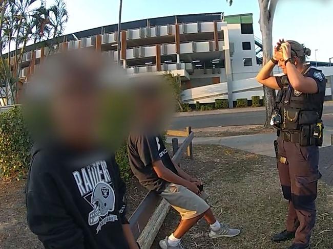 Townsville police speaking with youth on the streets as part of a high visibility patrol operation, carried out across 2023.
