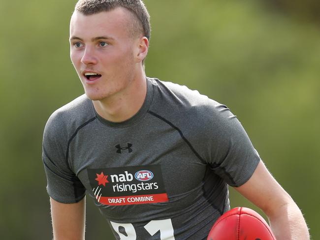 Nik Cox in action at the pre-draft training session.