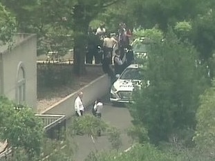 Police at the scene of a stabbing in Sydney. Picture: 9 News