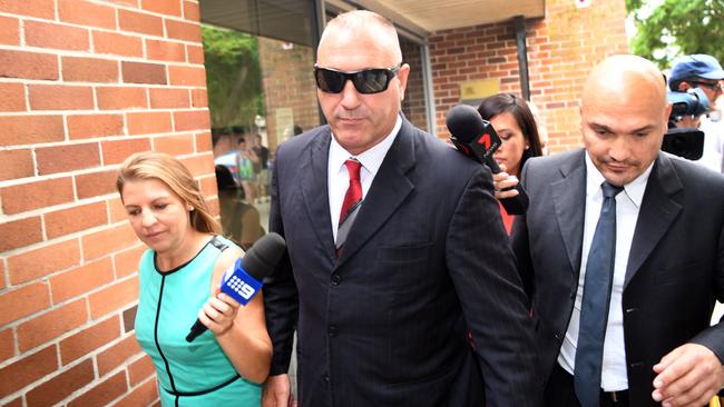 Security consultant Adrian Gard leaves court in Sydney.