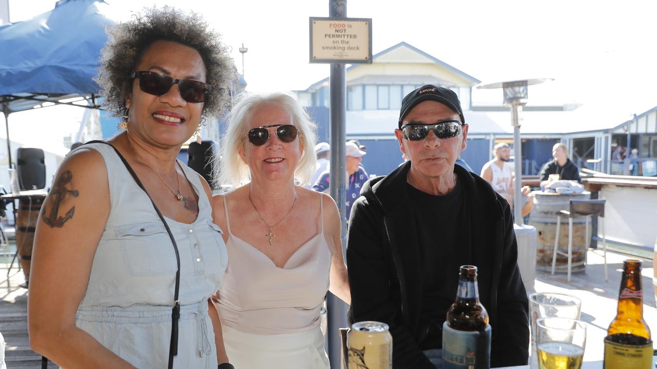 <p>Dulcie Budd, Deb Maloney and David Layton at the Fishermans Wharf, which is closing down today, Sunday, June 25, 2028. Photo: Regi Varghese</p>