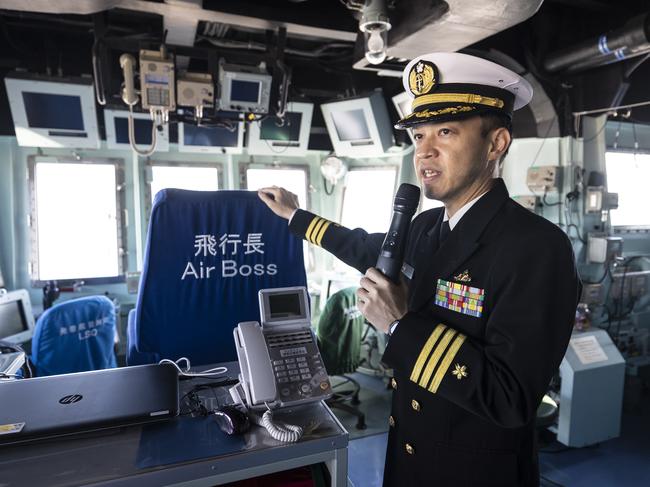 Commander Naoki Shirasaka, executive officer of JS Izumo, in Brisbane. Picture: Matthew Poon