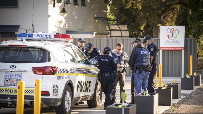 Police and MFS at the scene of an explosion in a unit on Anzac Highway, Camden Park. Picture: AAP/Mike Burton