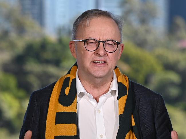 Prime Minister, Anthony Albanese talks to the media.Prime Minister, Anthony Albanese in Brisbane. Friday August 2, 2024. Picture, John Gass