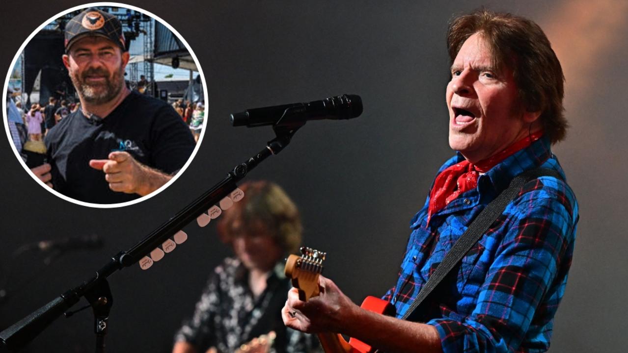 Legendary CCR swamp rocker John Fogerty, right, and Townsville event manager Regan Anderson of SFP Events and NQ Licensed Events (inset image).