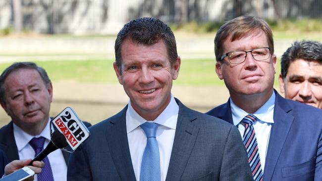 NSW Premier and Minister for Western Sydney Mike Baird and Deputy Premier and Minister for the Arts Troy Grant announcing the preferred location for ParramattaÕs new Powerhouse Museum. Picture: Jonathan Ng