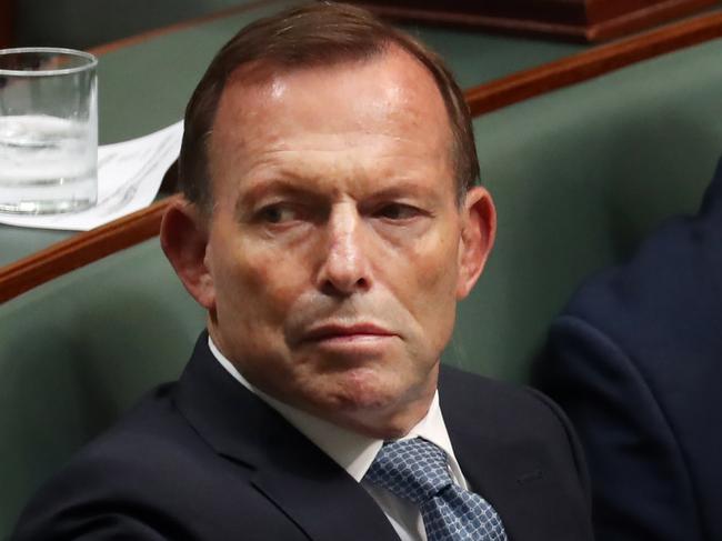 Tony Abbott with Craig Kelly during Question Time in the House of Representatives in Parliament House Canberra. Picture Gary Ramage