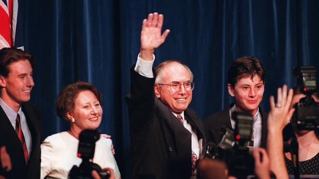 John Howard makes victory speech at Wentworth Hotel in 1996.